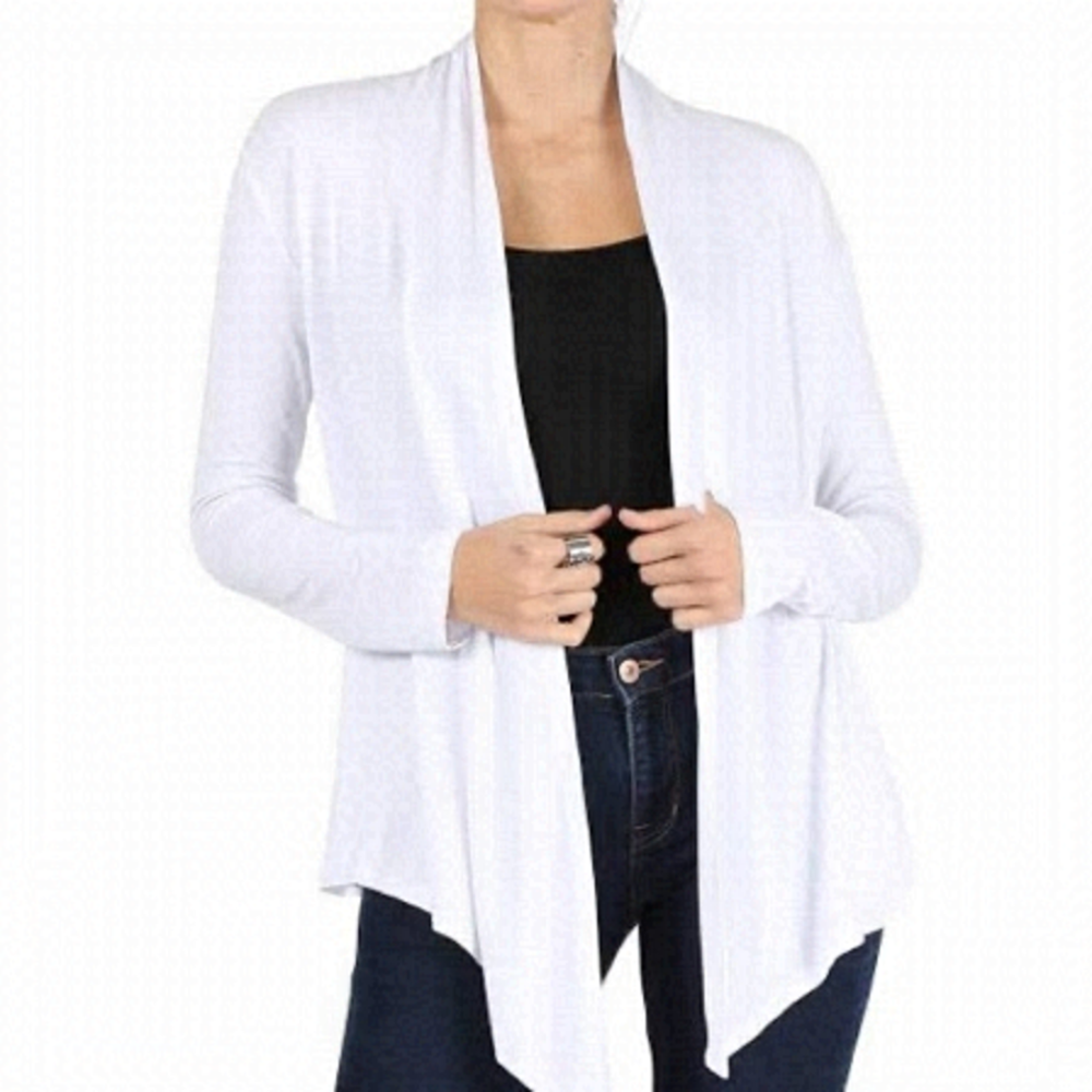 pact White Asymmetrical Organic Cotton cardigan XS
